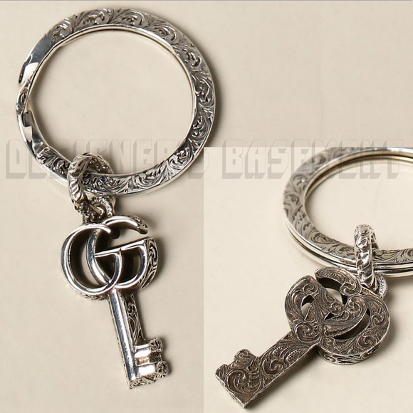 GUCCI 925 Sterling Silver MARMONT GG Arabesque engraved Pendant Keychain NIB 🎁 - Picture 7 of 10